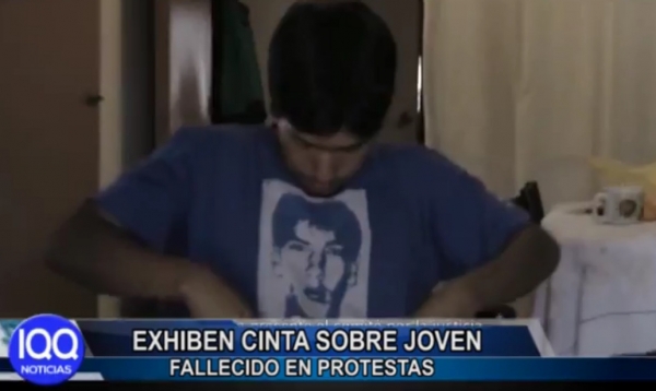 EXHIBEN CINTA SOBRE JOVEN FALLECIDO EN PROTESTA